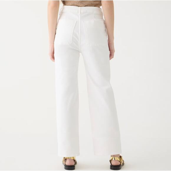 J.Crew Petite Sailor Slim Wide Leg Jean High Rise Gold Buttons White US 29P NWT - Picture 5 of 15